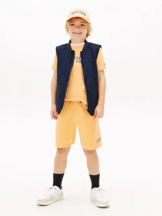 Pantaloni scurți de trening cu picior larg și logo Hilfiger pentru copii