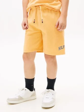 Pantaloni scurți de trening cu picior larg și logo Hilfiger pentru copii