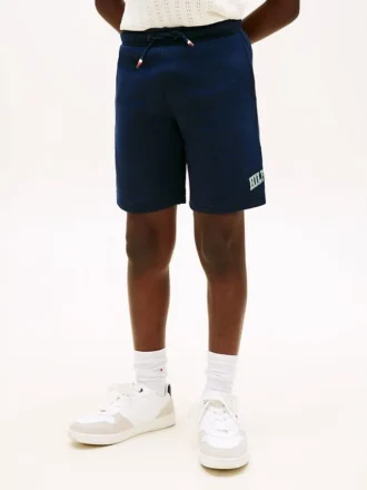 Pantaloni scurți de trening cu picior larg și logo Hilfiger pentru copii