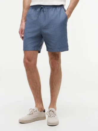 Pantaloni scurți din amestec de bumbac și in, croială regular, 7″
