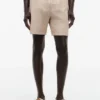 Pantaloni scurți din amestec de bumbac și in, croială regular, 7″
