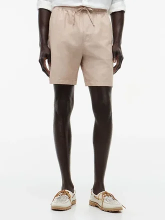 Pantaloni scurți din amestec de bumbac și in, croială regular, 7″