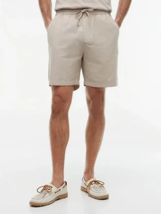 Pantaloni scurți din amestec de bumbac și in, croială regular, 7″