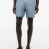 Pantaloni scurți din amestec de bumbac și in, croială regular, 7″