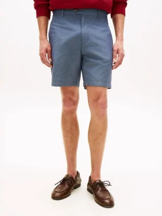 Pantaloni scurți din amestec de bumbac și in, croială regular, 7″