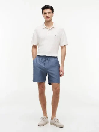 Pantaloni scurți din amestec de bumbac și in, croială regular, 7″