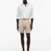 Pantaloni scurți din amestec de bumbac și in, croială regular, 7″