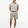 Pantaloni scurți din amestec de bumbac și in, croială regular, 7″