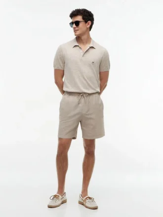 Pantaloni scurți din amestec de bumbac și in, croială regular, 7″
