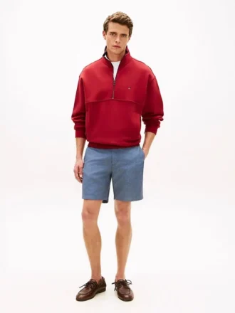Pantaloni scurți din amestec de bumbac și in, croială regular, 7″