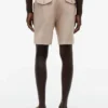 Pantaloni scurți din amestec de bumbac și in, croială regular, 7″