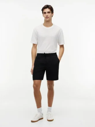 Pantaloni scurți din amestec de in, croială regular, 8″