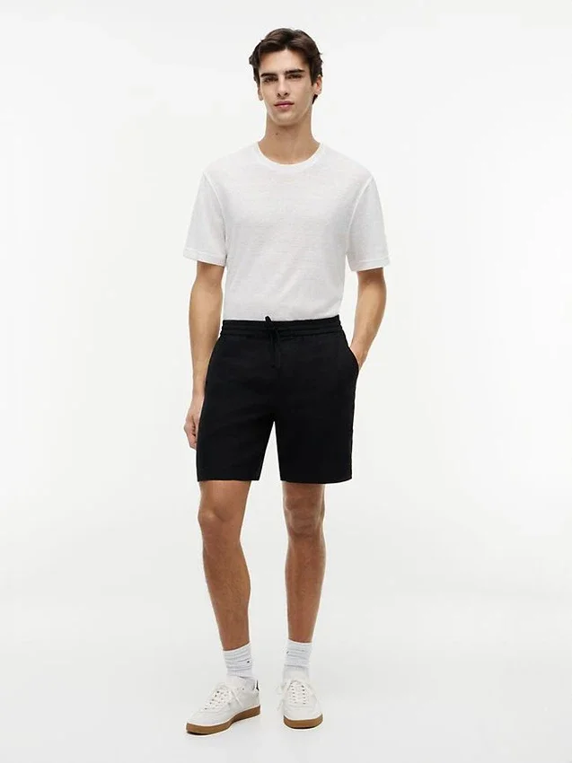 Pantaloni scurți din amestec de in, croială regular, 8″ Pantaloni scurți din amestec de in, croială regular, 8″