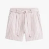 Pantaloni scurți din amestec de in cu dungi și curea Pantaloni scurți din amestec de in cu dungi și curea