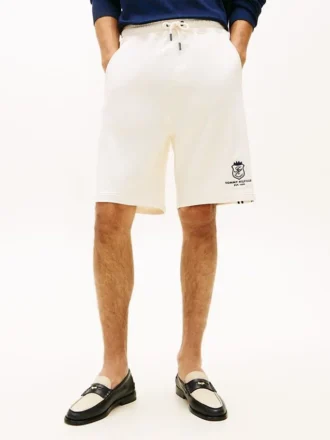 Pantaloni scurți din bumbac cu monogramă Pantaloni scurți din bumbac cu monogramă