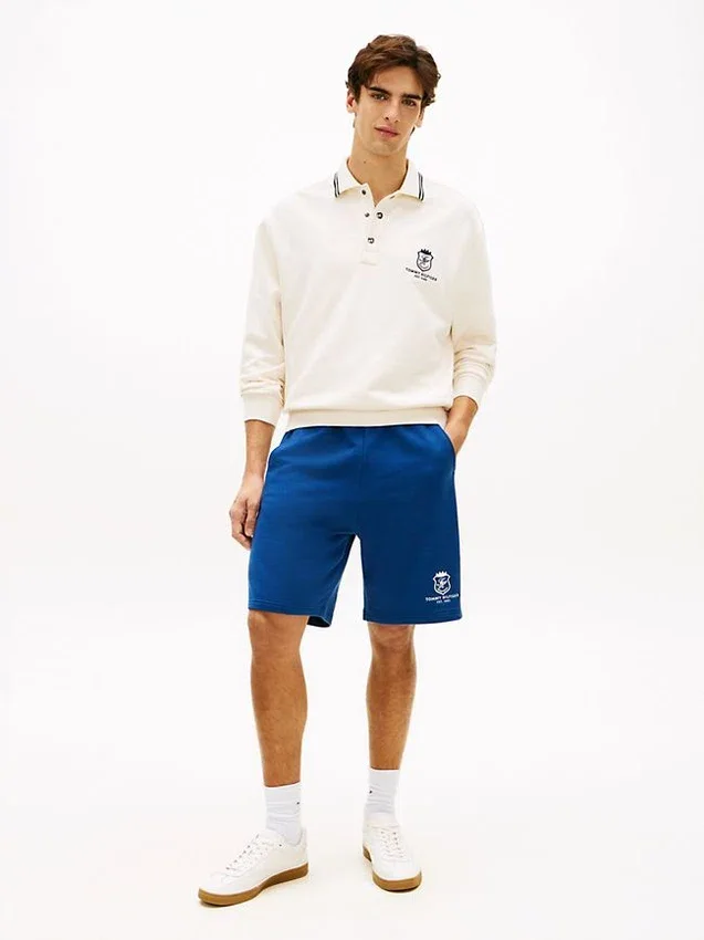 Pantaloni scurți din bumbac cu monogramă Pantaloni scurți din bumbac cu monogramă