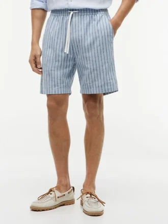 Pantaloni scurți din bumbac și in cu dungi, 7″