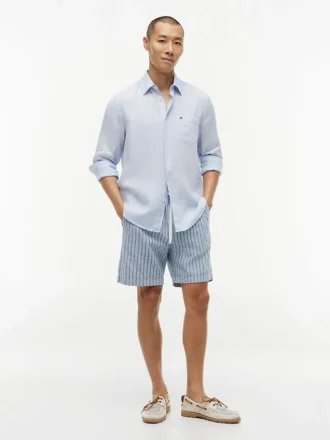 Pantaloni scurți din bumbac și in cu dungi, 7″