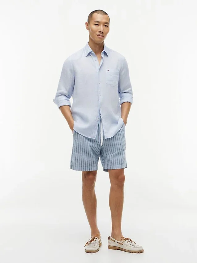 Pantaloni scurți din bumbac și in cu dungi, 7″ Pantaloni scurți din bumbac și in cu dungi, 7″