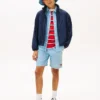 Pantaloni scurți din denim cu model în zig-zag și steaguri ondulate pentru copii Pantaloni scurți din denim cu model în zig-zag și steaguri ondulate pentru copii