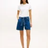 Pantaloni scurți din denim cu talie înaltă și curele