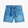 Pantaloni scurți din denim cu talie înaltă și curele