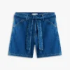 Pantaloni scurți din denim cu talie înaltă și curele
