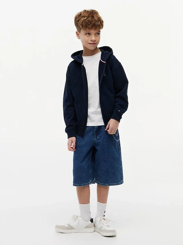 Pantaloni scurți din denim largi cu imprimeu graffiti pentru copii Pantaloni scurți din denim largi cu imprimeu graffiti pentru copii