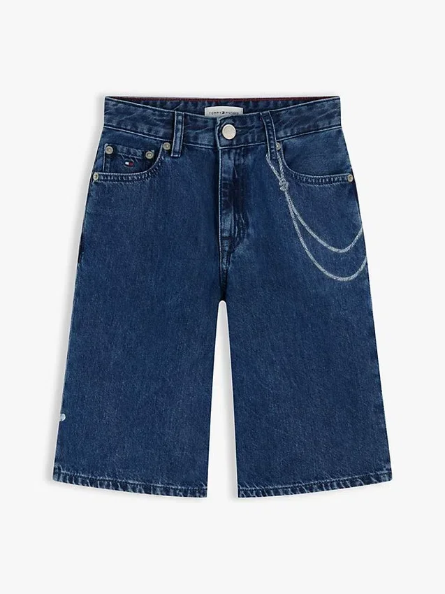Pantaloni scurți din denim largi cu imprimeu graffiti pentru copii Pantaloni scurți din denim largi cu imprimeu graffiti pentru copii