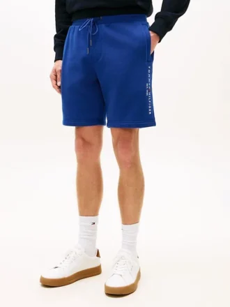 Pantaloni scurți din fleece cu logo Tommy brodat