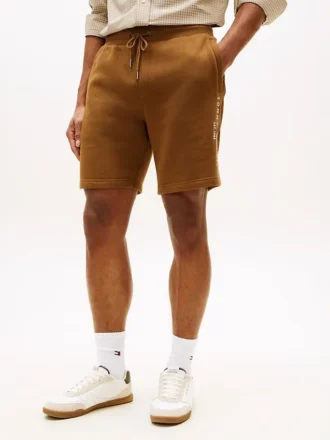 Pantaloni scurți din fleece cu logo Tommy brodat