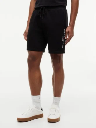 Pantaloni scurți din fleece cu logo Tommy brodat
