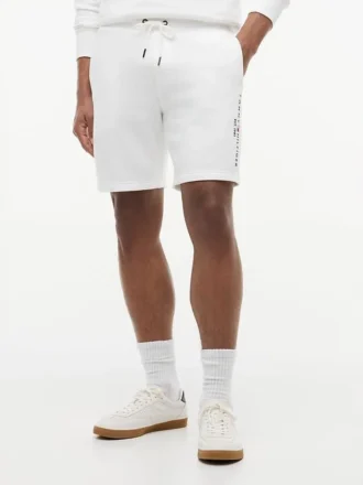 Pantaloni scurți din fleece cu logo Tommy brodat