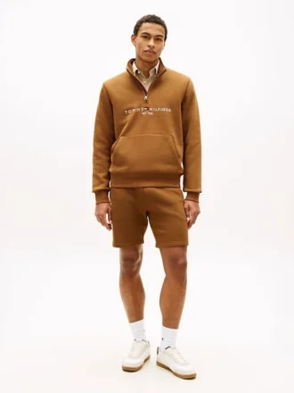 Pantaloni scurți din fleece cu logo Tommy brodat