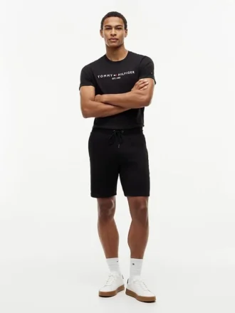 Pantaloni scurți din fleece cu logo Tommy brodat
