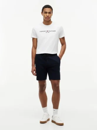 Pantaloni scurți din fleece cu logo Tommy brodat