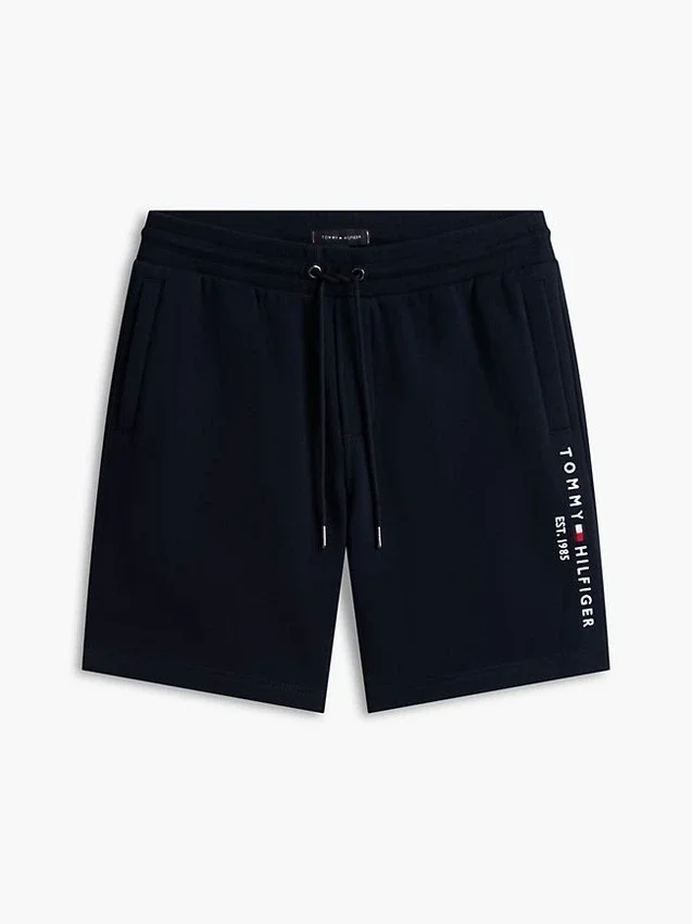 Pantaloni scurți din fleece cu logo Tommy brodat Pantaloni scurți din fleece cu logo Tommy brodat