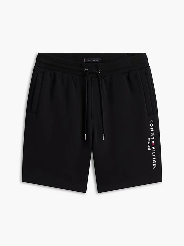 Pantaloni scurți din fleece cu logo Tommy brodat Pantaloni scurți din fleece cu logo Tommy brodat