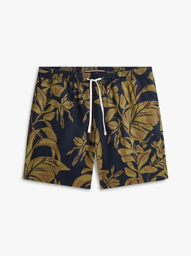 Pantaloni scurți din in cu imprimeu tropical Pantaloni scurți din in cu imprimeu tropical
