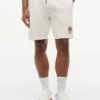 Pantaloni scurți din material frotir cu logo steag ondulat, croială regular Pantaloni scurți din material frotir cu logo steag ondulat, croială regular