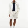 Pantaloni scurți din material frotir cu logo steag ondulat, croială regular Pantaloni scurți din material frotir cu logo steag ondulat, croială regular