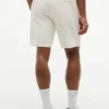 Pantaloni scurți din material frotir cu logo steag ondulat, croială regular Pantaloni scurți din material frotir cu logo steag ondulat, croială regular