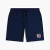 Pantaloni scurți din material frotir cu logo steag ondulat, croială regular Pantaloni scurți din material frotir cu logo steag ondulat, croială regular