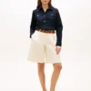 Pantaloni scurți din poplin plisat Pantaloni scurți din poplin plisat