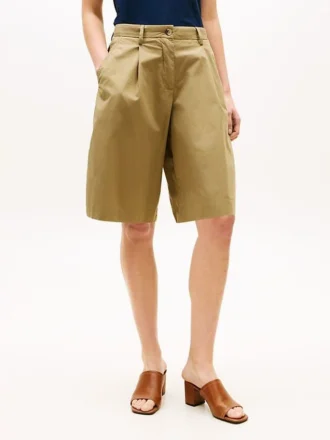 Pantaloni scurți din poplin plisat