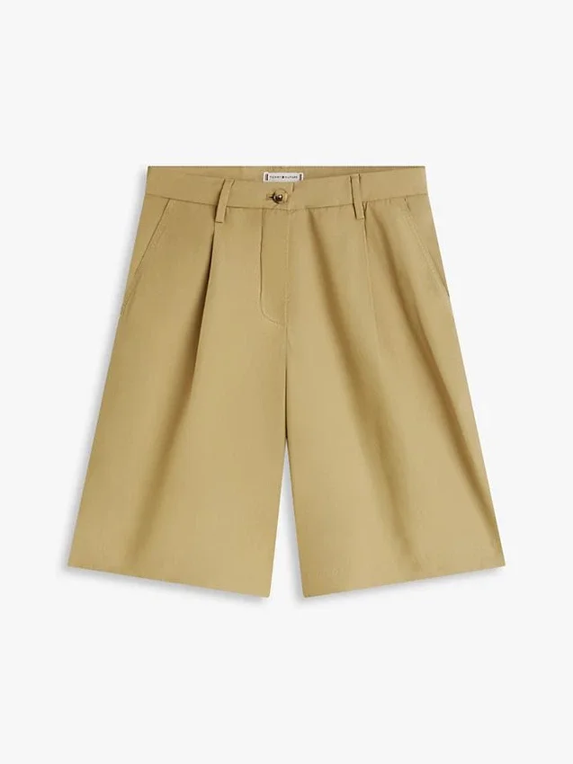 Pantaloni scurți din poplin plisat Pantaloni scurți din poplin plisat