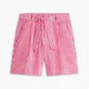 Pantaloni scurți din seersucker cu imprimeu gingham și curea