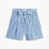 Pantaloni scurți din seersucker cu imprimeu gingham și curea