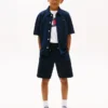Pantaloni scurți din seersucker elastic pentru copii Pantaloni scurți din seersucker elastic pentru copii