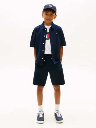 Pantaloni scurți din seersucker elastic pentru copii
